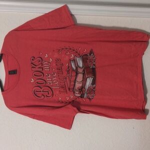 Books Are My Love Language Women's Red Short Sleeve T-shirt. Size 3X